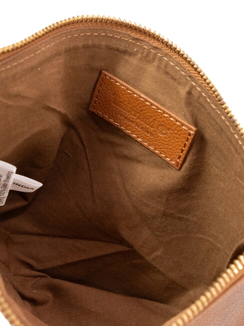 SMALL Bolso de mano pequeño de piel con correa de muñeca coñac - Bolsos Mujer