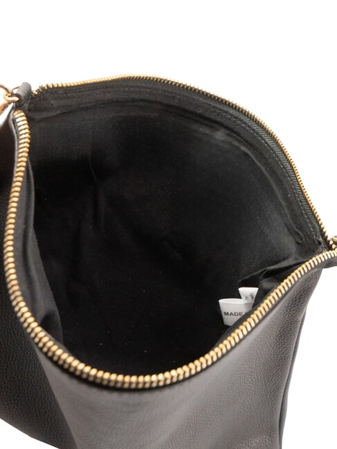 LARGE Bolso de mano grande de piel con correa de muñeca negro - Bolsos Mujer