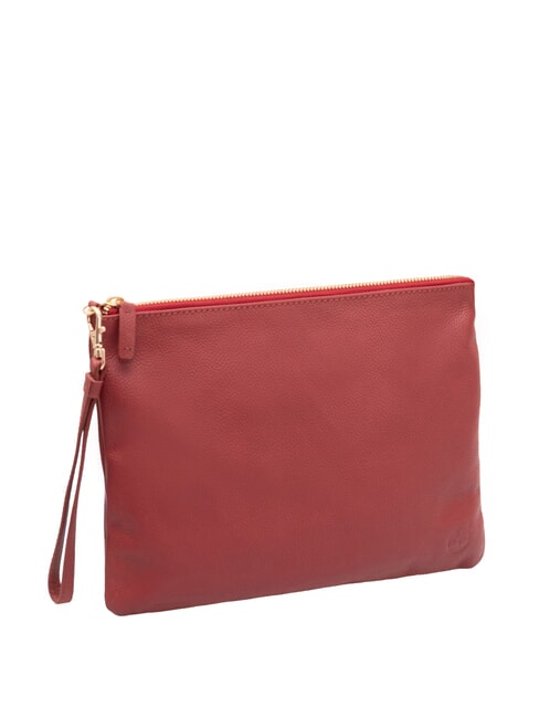 LARGE Bolso de mano grande de piel con correa de muñeca rojo - Bolsos Mujer