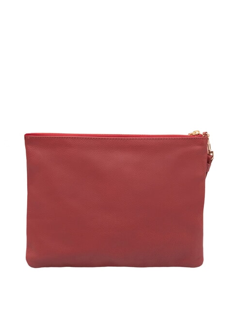 LARGE Bolso de mano grande de piel con correa de muñeca rojo - Bolsos Mujer
