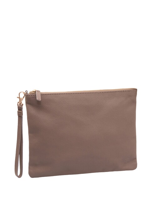 LARGE Bolso de mano grande de piel con correa de muñeca natural - Bolsos Mujer