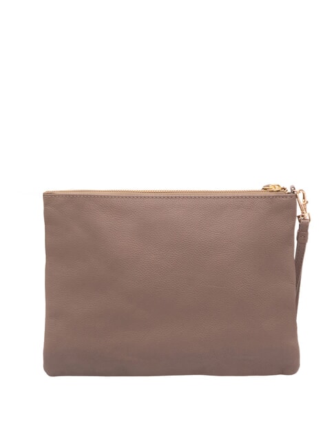 LARGE Bolso de mano grande de piel con correa de muñeca natural - Bolsos Mujer