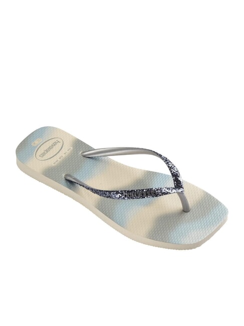 STYLESLIM SQUARE GLITTER Chanclas cuadradas beige/plata metalizado - Zapatos Mujer