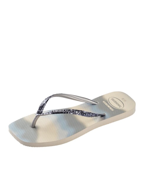 STYLESLIM SQUARE GLITTER Chanclas cuadradas beige/plata metalizado - Zapatos Mujer