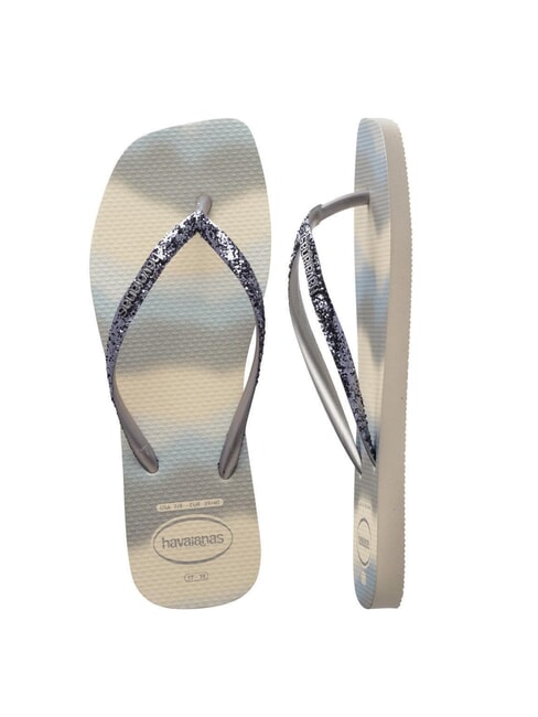 STYLESLIM SQUARE GLITTER Chanclas cuadradas beige/plata metalizado - Zapatos Mujer