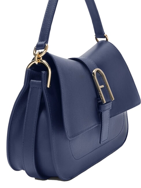 FLOW M bolso de mano m de piel azul real - Bolsos Mujer