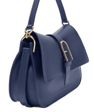 FURLA FLOW M bolso de mano m de piel azul real - Bolsos Mujer - 3