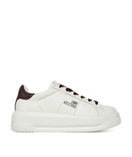 LOVE MOSCHINO ECLIPSE50 Zapatillas de cuero blanco/burdeos - Zapatos Mujer - 2