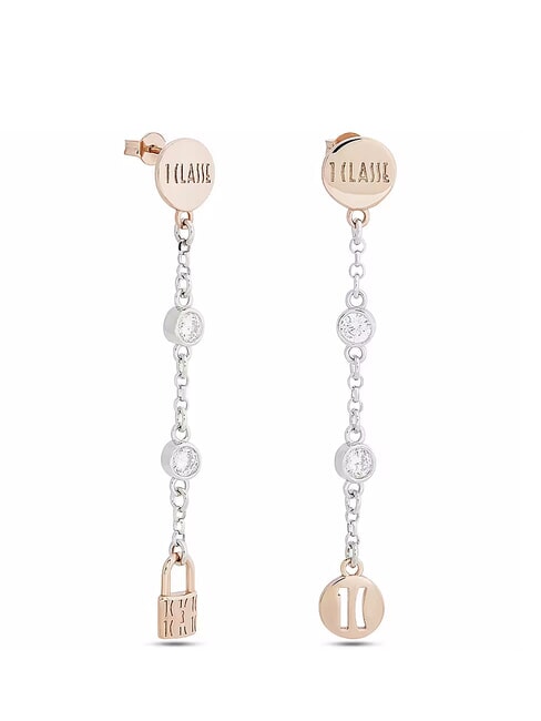 RAMBLA Pendientes largos de plata dos tonos - Pendientes