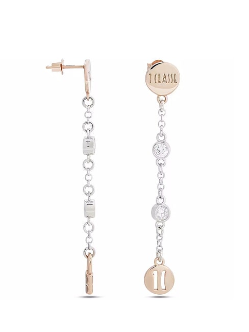 RAMBLA Pendientes largos de plata dos tonos - Pendientes