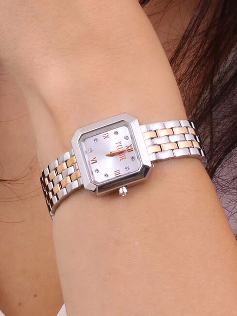 CORFU Reloj de acero con solo hora dos tonos - Relojes