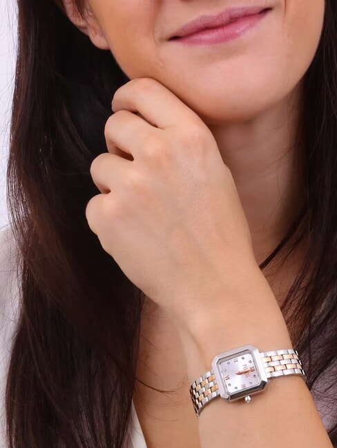 CORFU Reloj de acero con solo hora dos tonos - Relojes