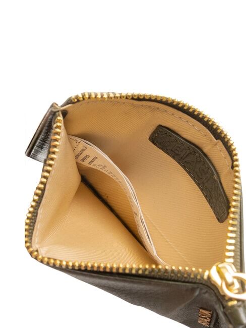 EDA Tarjetero plano de piel con cremallera musgo - Carteras Mujer