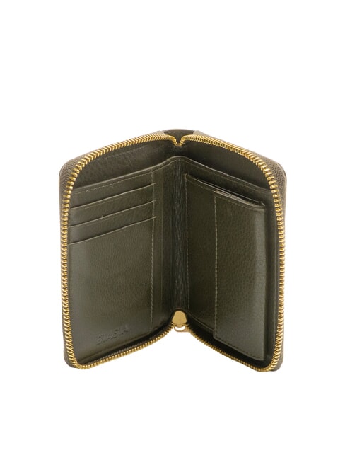 EDA Cartera mediana de piel con cremallera musgo - Carteras Mujer