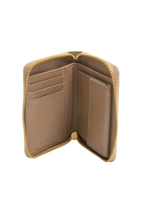 EDA Cartera mediana de piel con cremallera gris pardo - Carteras Mujer