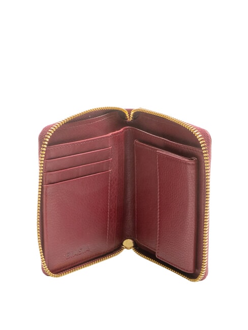 EDA Cartera mediana de piel con cremallera borgoña - Carteras Mujer