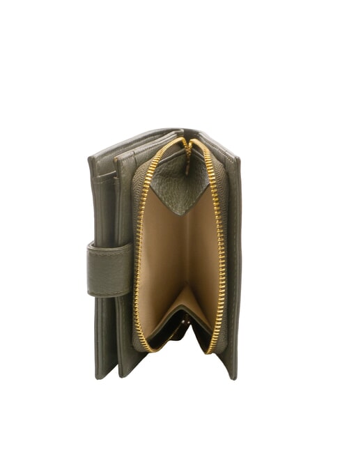 EDA Cartera compacta de cuero musgo - Carteras Mujer