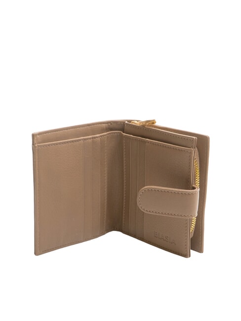 EDA Cartera compacta de cuero gris pardo - Carteras Mujer