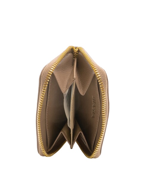 EDA Cartera pequeña de cuero con cremallera gris pardo - Carteras Mujer