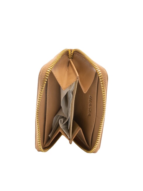 EDA Cartera pequeña de cuero con cremallera camello - Carteras Mujer