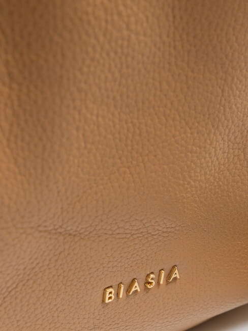 WEAVE Bolso de compras de piel con bandolera camello - Bolsos Mujer