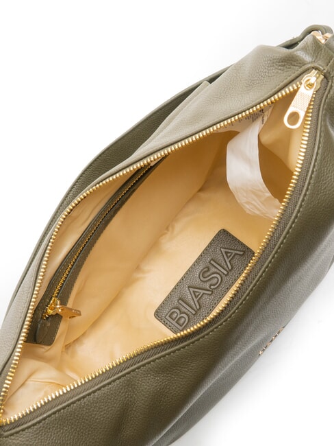 NOVEAU Bolso bandolera de piel con bandolera musgo - Bolsos Mujer