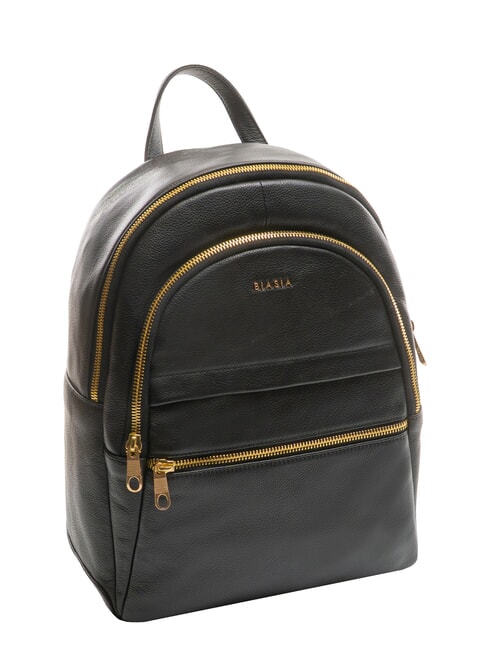 NOVEAU Mochila redonda de cuero negro - Bolsos Mujer