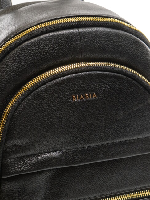 NOVEAU Mochila redonda de cuero negro - Bolsos Mujer