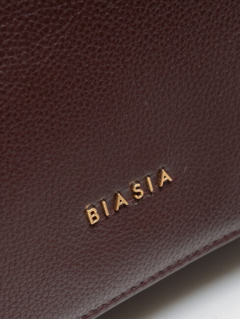 NOVEAU Bolso de hombro de piel con solapa ciruela pasa - Bolsos Mujer