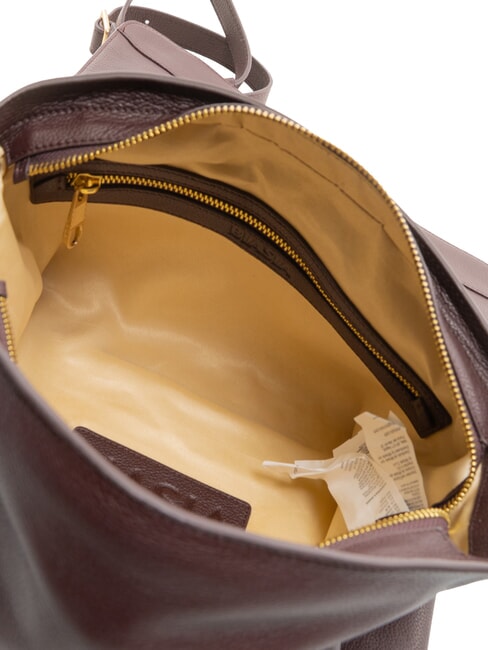 NOVEAU Bolso de hombro de piel con solapa ciruela pasa - Bolsos Mujer