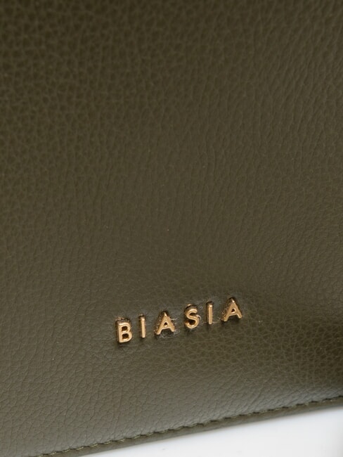 NOVEAU Bolso de hombro de piel con solapa musgo - Bolsos Mujer