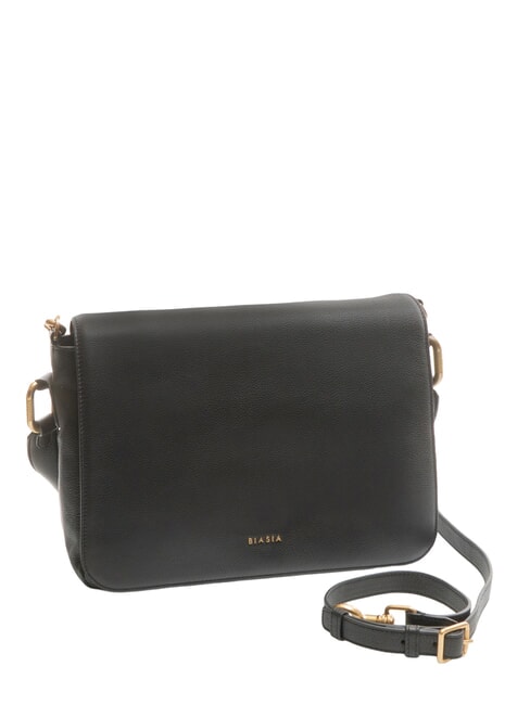 NOVEAU Bolso de hombro de piel con solapa negro - Bolsos Mujer