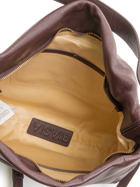 NOVEAU Bolso de piel tipo cartera con bandolera ciruela pasa - Bolsos Mujer