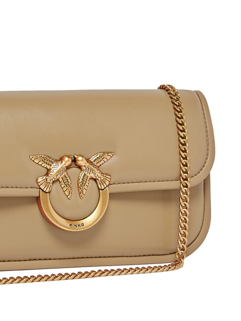 LOVE BOX Bolso de hombro, en piel galleta de jengibre-oro antiguo - Bolsos Mujer