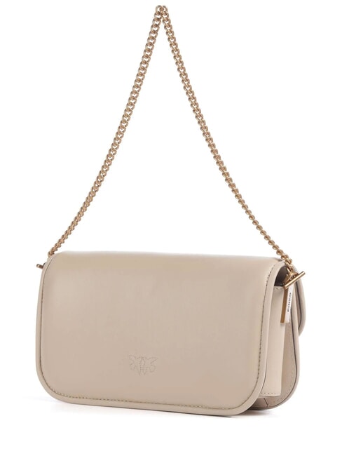 LOVE BOX Bolso de hombro, en piel beige-gris ahumado-oro antiguo - Bolsos Mujer