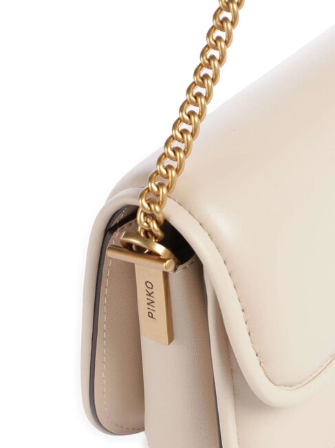 LOVE BOX Bolso de hombro, en piel beige-gris ahumado-oro antiguo - Bolsos Mujer