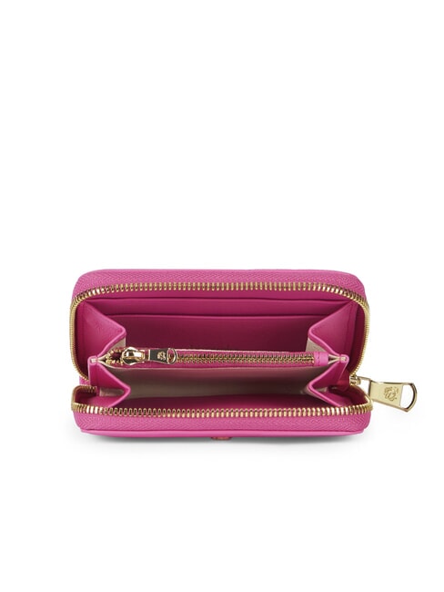 BASIC Cartera peque&ntilde;a de cuero con cremallera fucsia - Carteras Mujer