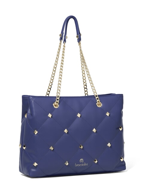 QUILT Bolso de hombro con asas de cadena azul - Bolsos Mujer