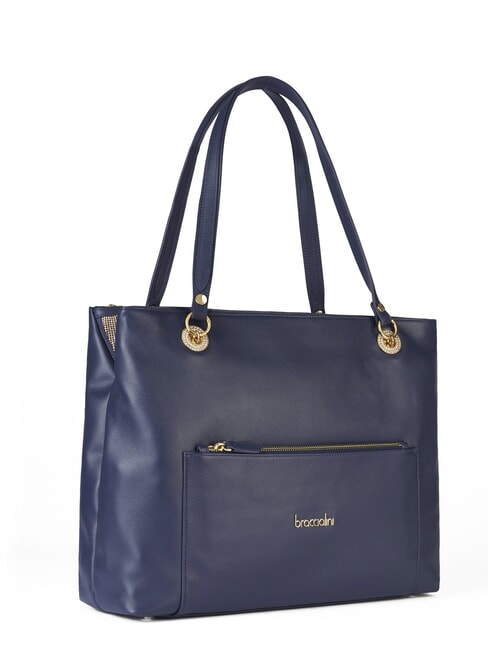 NORA Bolso de hombro de piel con bolsillo azul - Bolsos Mujer