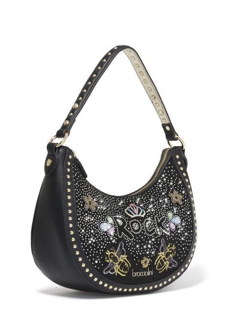 ROCK Bolso de hombro tipo hobo con correa para el hombro negro - Bolsos Mujer