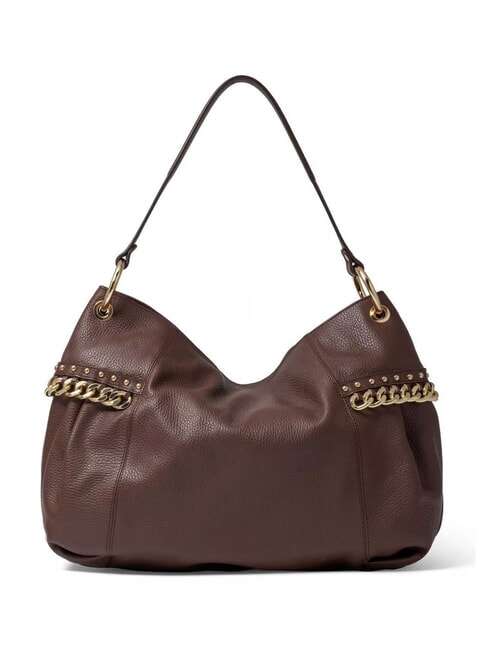 NORA Bolso de hombro de piel con cadena marr&oacute;n - Bolsos Mujer