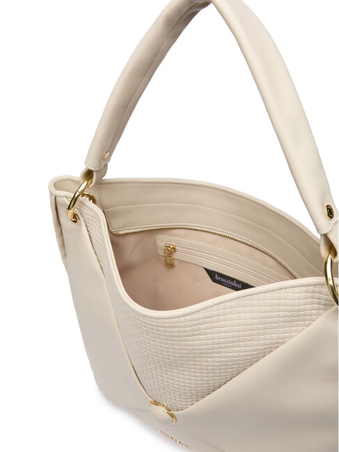 NAOMI Bolso de hombro tipo hobo de piel beige - Bolsos Mujer