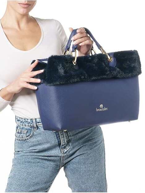 BETH FUR Bolso de mano con clutch azul - Bolsos Mujer
