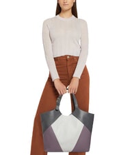 FURLA FLOW Bolso de hombro de piel estampada malvavisco+aura+tierra - Bolsos Mujer - 5