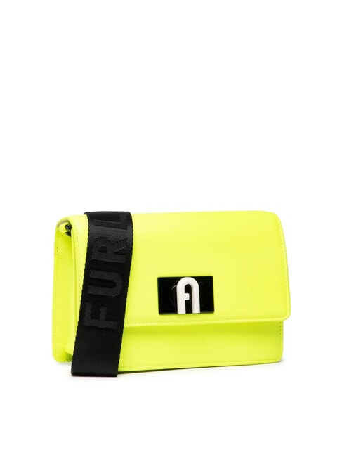 1927 SOFT Mini bolso de hombro en piel napa amarillo fluorescente + negro - Bolsos Mujer