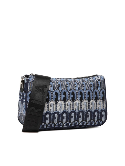 MOON Mini bolso en tejido jacquard tonos azul denim + negro - Bolsos Mujer