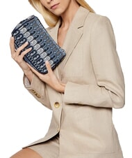 FURLA MOON Mini bolso en tejido jacquard tonos azul denim + negro - Bolsos Mujer - 6