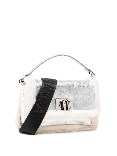 1927 SOFT Mini bolso con bandolera algodón blanco+color plata+negro - Bolsos Mujer