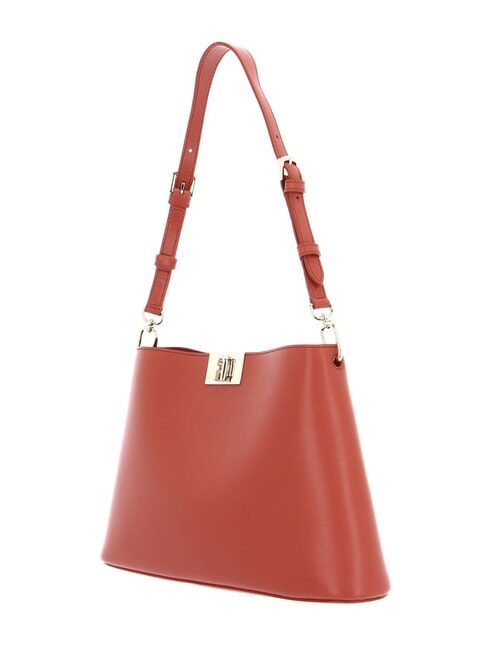 FLEUR Bolso bandolera de piel con bandolera canela - Bolsos Mujer