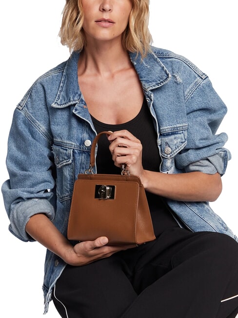 1927 Bolso mini Ares de piel estampado coñac - Bolsos Mujer